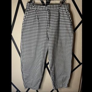 Zara Black & White Checkered Parachute Pants